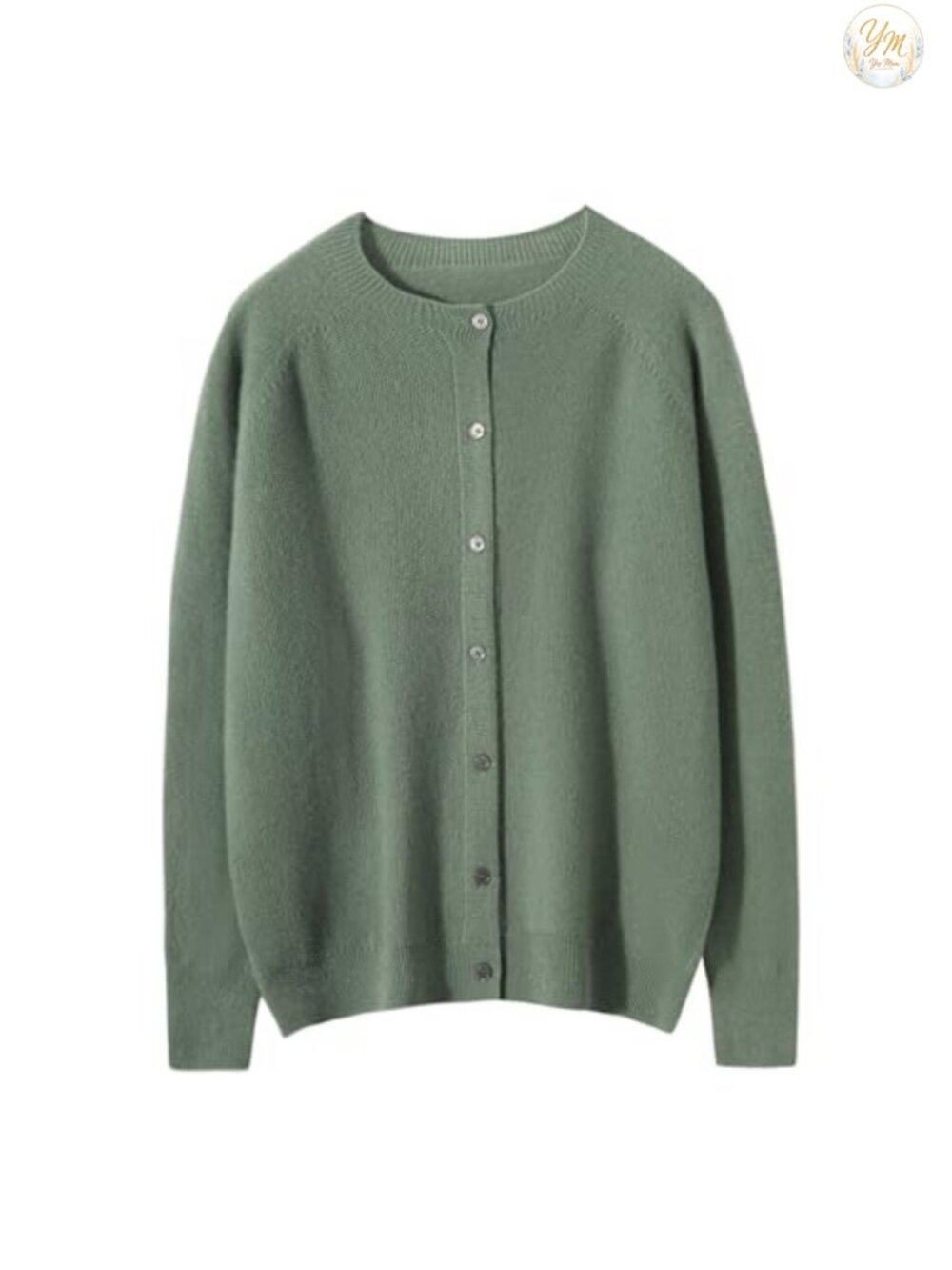 100% Merino Wool Crew Neck Cardigan Lightweight Button Down Sweater